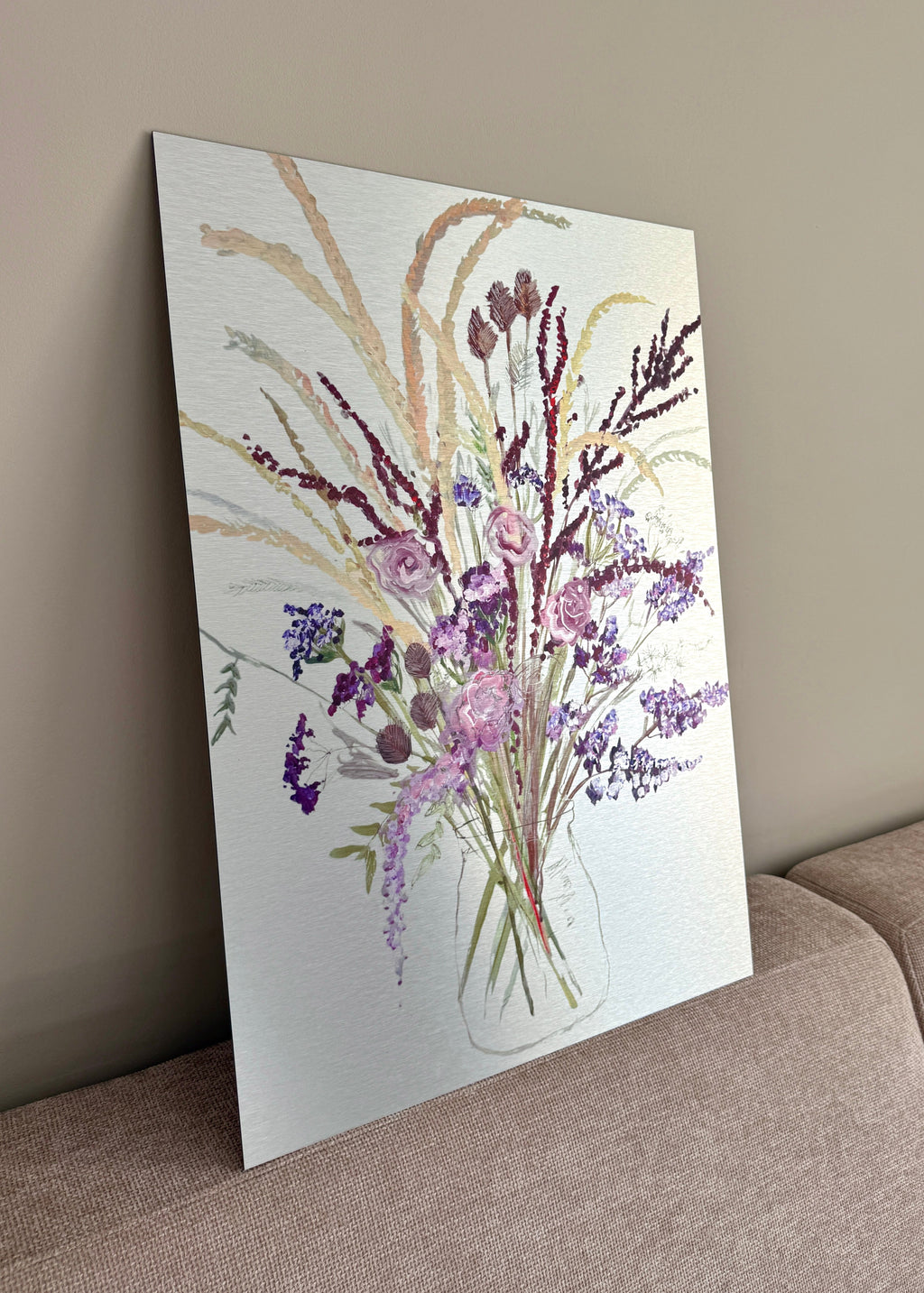 Limited Brushed Aluminum Print of "I brought you these flowers"